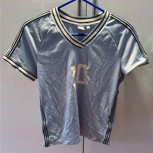 Aritzia TNA Light Blue and White Top